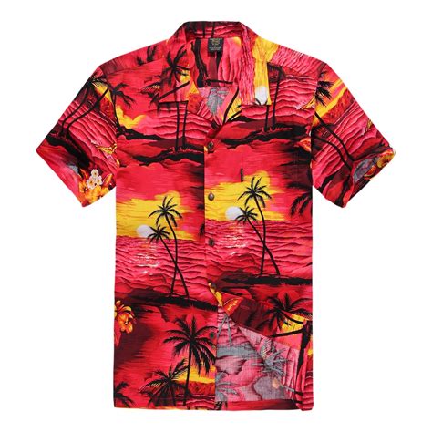 Hawaii Hangover - Palm Wave Mens and Big Mens Tropical Sunset Print Hawaiian Shirt, up to size ...