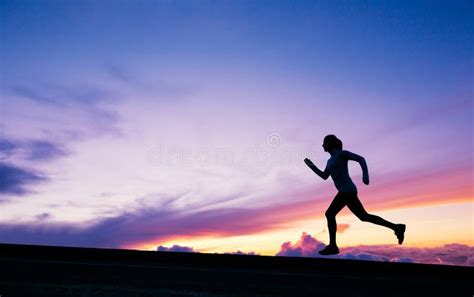 Female Runner Silhouette, Running into Sunset Stock Photo - Image of leisure, health: 34958010