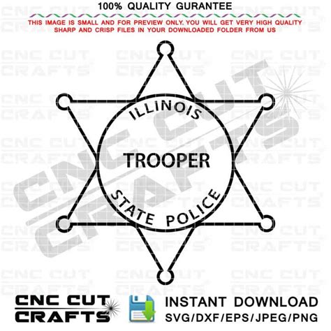 Illinois State Police Trooper Svg Badge Black White Cnc Router, Laser ...