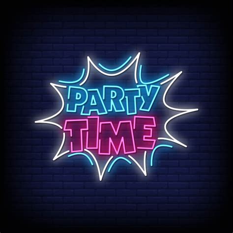 Premium Vector | Party time neon signs style text