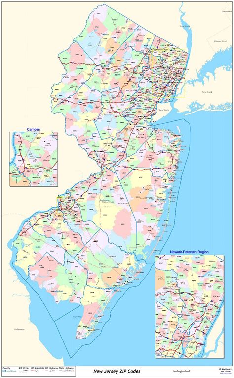 New Jersey State Zipcode Laminated Wall Map | eBay