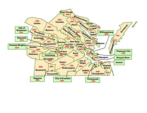 Southeastern Virginia Map - Time Zones Map