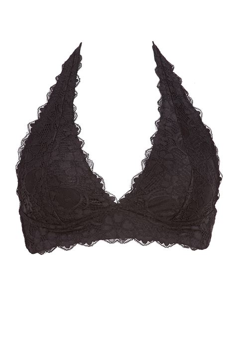 Lyst - Forever 21 Lace Halter Bralette in Black