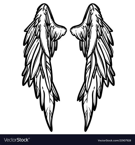 Line art of angel wings hand drawn Royalty Free Vector Image