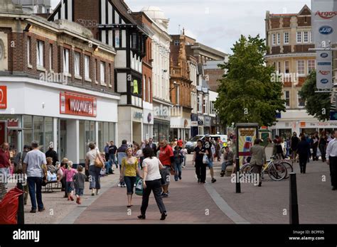 Bedford town centre high street Bedfordshire england uk gb Stock Photo: 25080949 - Alamy