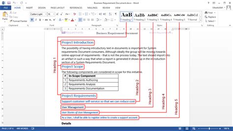 Word document formatting