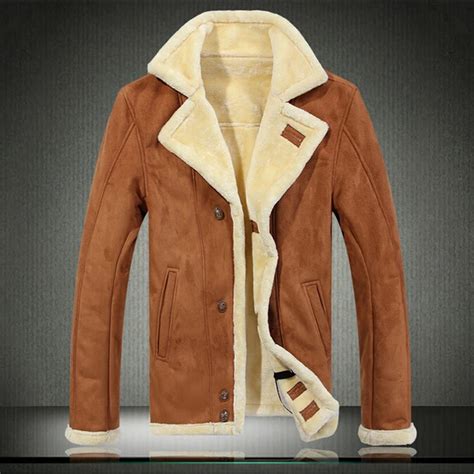 High quality !!! Lambs wool Men's Nubuck leather jacket men fur winter ...