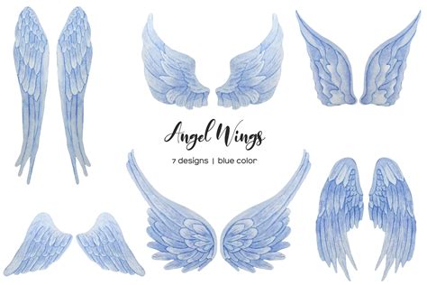 Watercolor White and Blue Angel Wings Clipart 7 PNG By Art and Funny ...