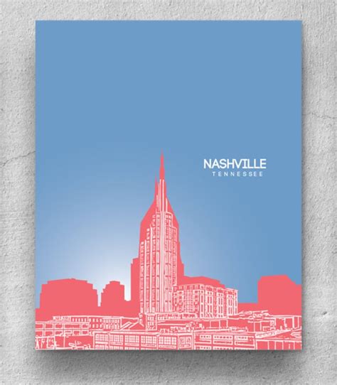 Home Decor Skyline Poster / Nashville TN Skyline Poster / Any | Etsy