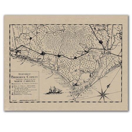 Historic Brunswick County Map - Islands Art & Bookstore