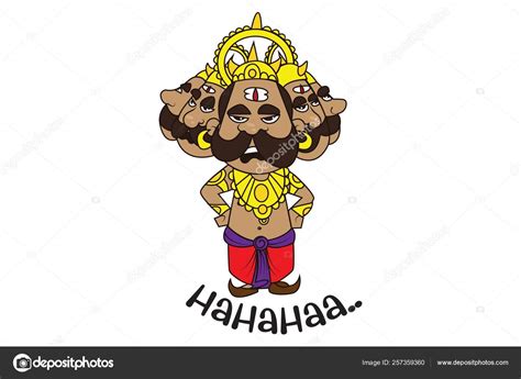 Vector Cartoon Illustration Ravan Laughing Isolated White Background ...