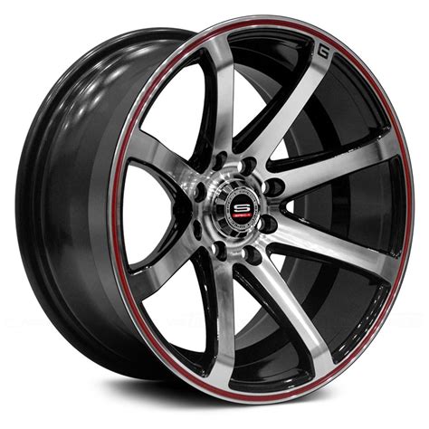 SPEC-1® SPT-17 Wheels - Gloss Black with Machined Face and Red Groove Rims