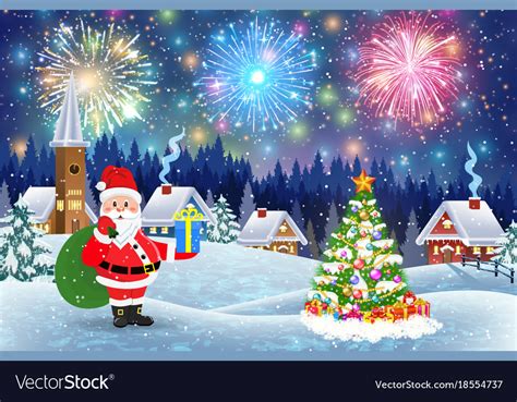 Snowy village landscape Royalty Free Vector Image