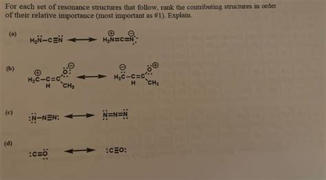 Solved For each set of resonance structures that follow, | Chegg.com