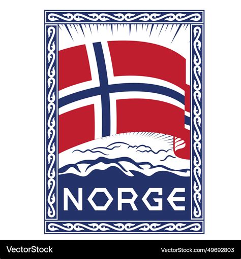 Viking style design vintage norwegian flag framed Vector Image