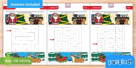 Fun Christmas Maze Puzzle Pack - Twinkl - Kids Puzzles