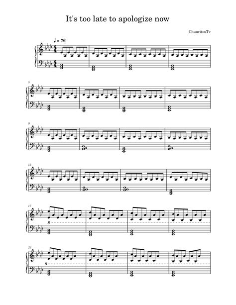 It's too late to apologize now Sheet music for Piano (Solo) Easy | Musescore.com