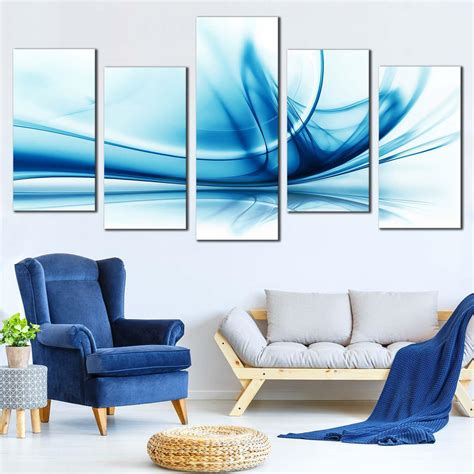 Digital Abstract Canvas Wall Art, White Abstract Technology 5 Piece ...