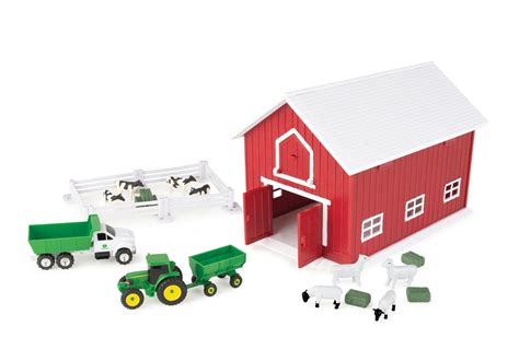 1/64 John Deere 24 Piece Farm Playset with Red Barn - Ertl | AgFarmToys.com