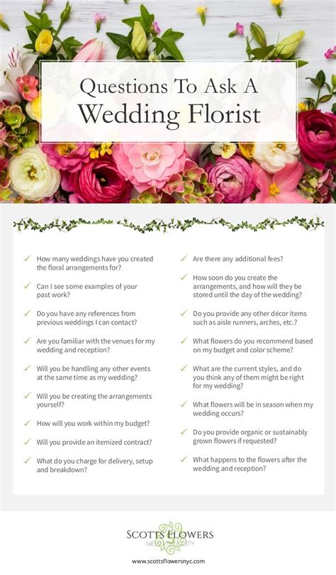 Wedding Florist Checklist