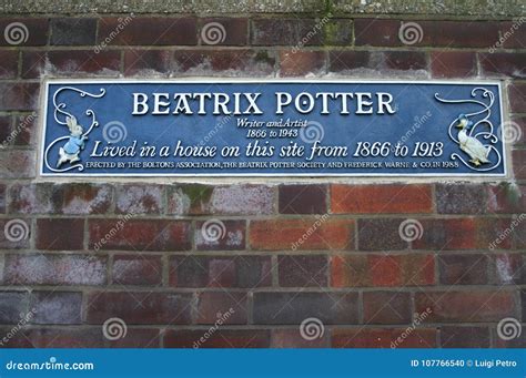 Blue Plaque Commemorating Beatrix Potter House. Editorial Image - Image ...