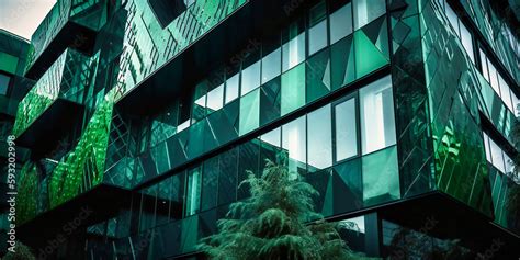 green facade of modern office buildings Stock Illustration | Adobe Stock