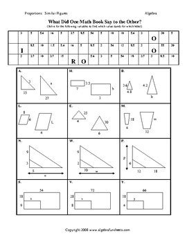 Proportions: Solving Proportions Similar Figures | Riddle Worksheet