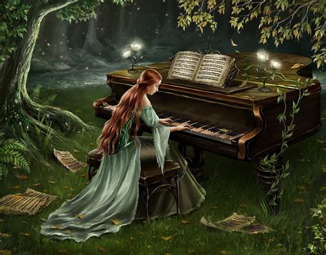 Girl Playing Piano Wallpaper