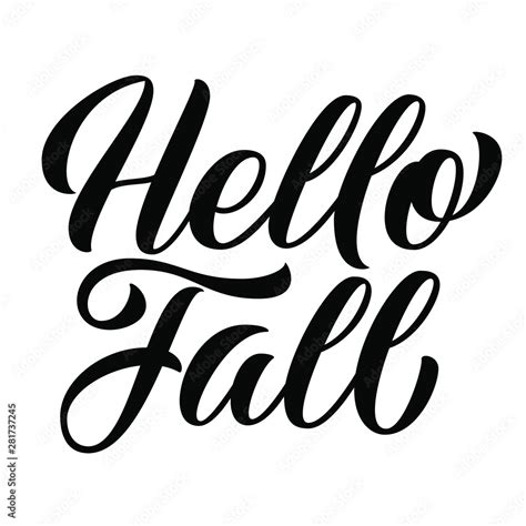 Hello Fall hand lettering, brush calligraphy isolated on white ...