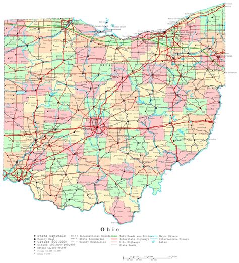 Ohio Map Showing Counties And Cities - United States Map