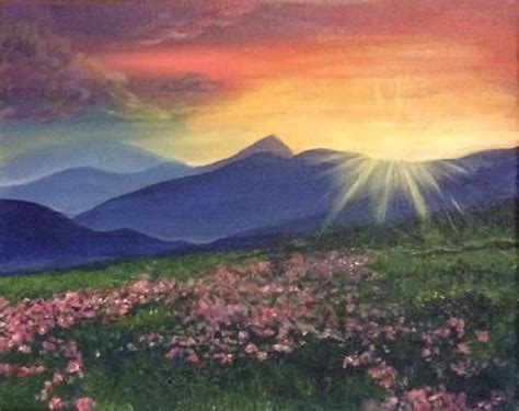 Mountain Sunrise Painting at PaintingValley.com | Explore collection of ...