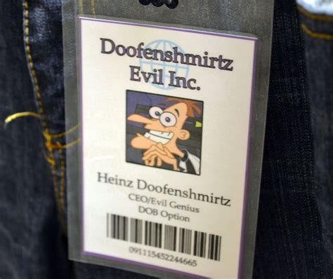 Doofenshmirtz Evil Inc- Employee ID Badge- Con Badge- Customizable. $7. ...