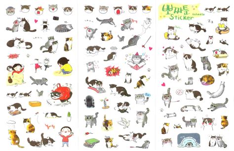 Lot de 210 stickers kawaii chats - Gommettes Animaux - MaGommette