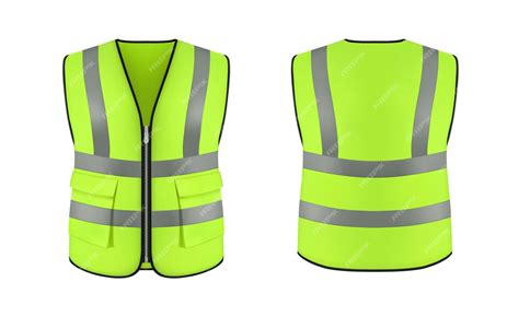 Premium Vector Safety Vest Day And Night Safety Vest Front Side Yellow Light Green Jacket With ...