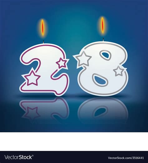 Birthday candle number 28 Royalty Free Vector Image