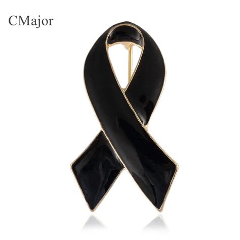 CMAJOR 2*4cm Black Ribbon Pin Remembrance Memorial Enamel Brooch Badge ...