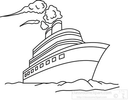 Transportation Outline Clipart-travel 08 cruise ship outline