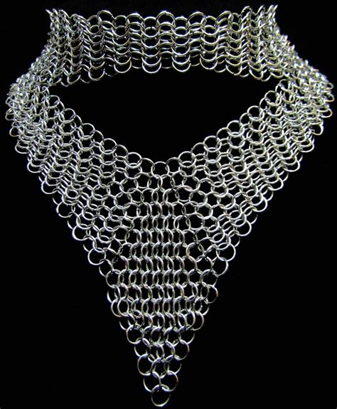 Chainmail Necklace Silver Neckpiece with Diamond Shaped | Etsy | Chain maille jewelry, Chain ...