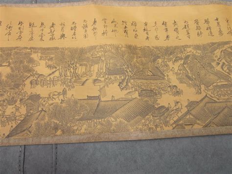 Along the RIver During the Qingming Festival Vint.(1930s)Chinese ink Scroll-Aged - Art San Jose