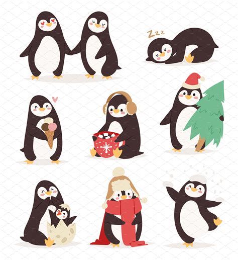 Penguin set vector | Penguin illustration, Penguin drawing, Penguin art