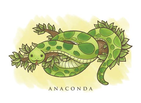 Anaconda Cartoon Illustration 172801 Vector Art at Vecteezy