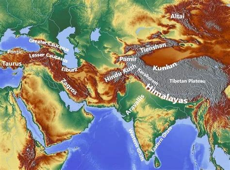 World Map Himalayan Mountains Location