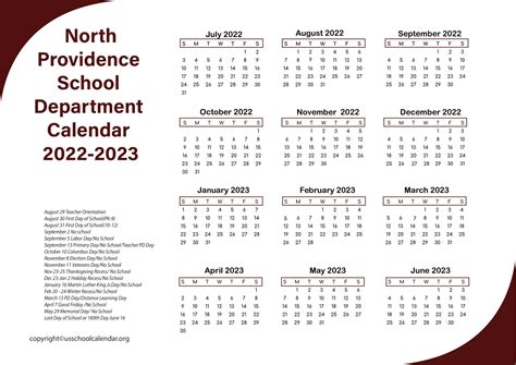 [NPROV] North Providence School Department Calendar 2023