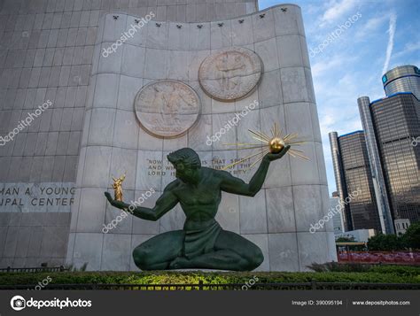 Spirit Detroit Statue Downtown Detroit Michigan June 2020 – Stock ...