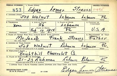 Deciphering Draft Registration Cards For Genealogy: World In World War 2 Identity Card Template ...