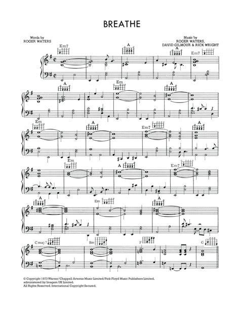 Pink Floyd "Breathe (In The Air)" Sheet Music & PDF Chords | Piano ...