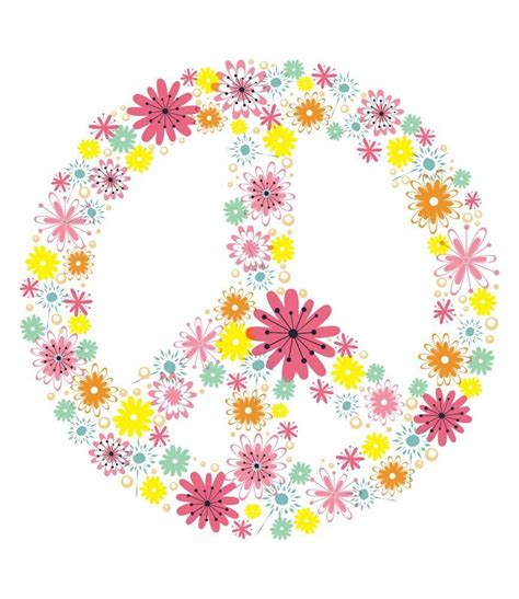 Peace Sign Flowers Wall Decal All White Background, Wall Clings, Flower Wall Decals, Peace Signs ...