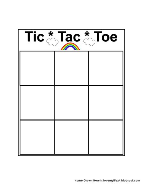 Tic Tac Toe Board Printable