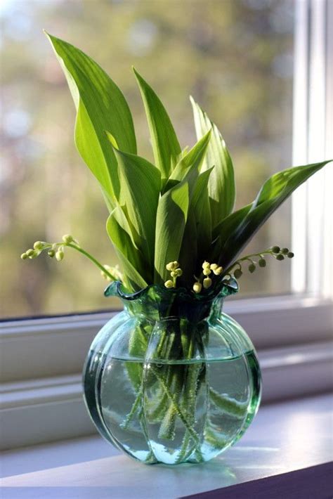 An all green leaf arrangement feels modern and clean. Works with lilies of the valley Vase ...