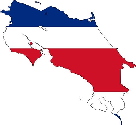 Costa Rica Flag Map Clipart - Large Size Png Image - PikPng